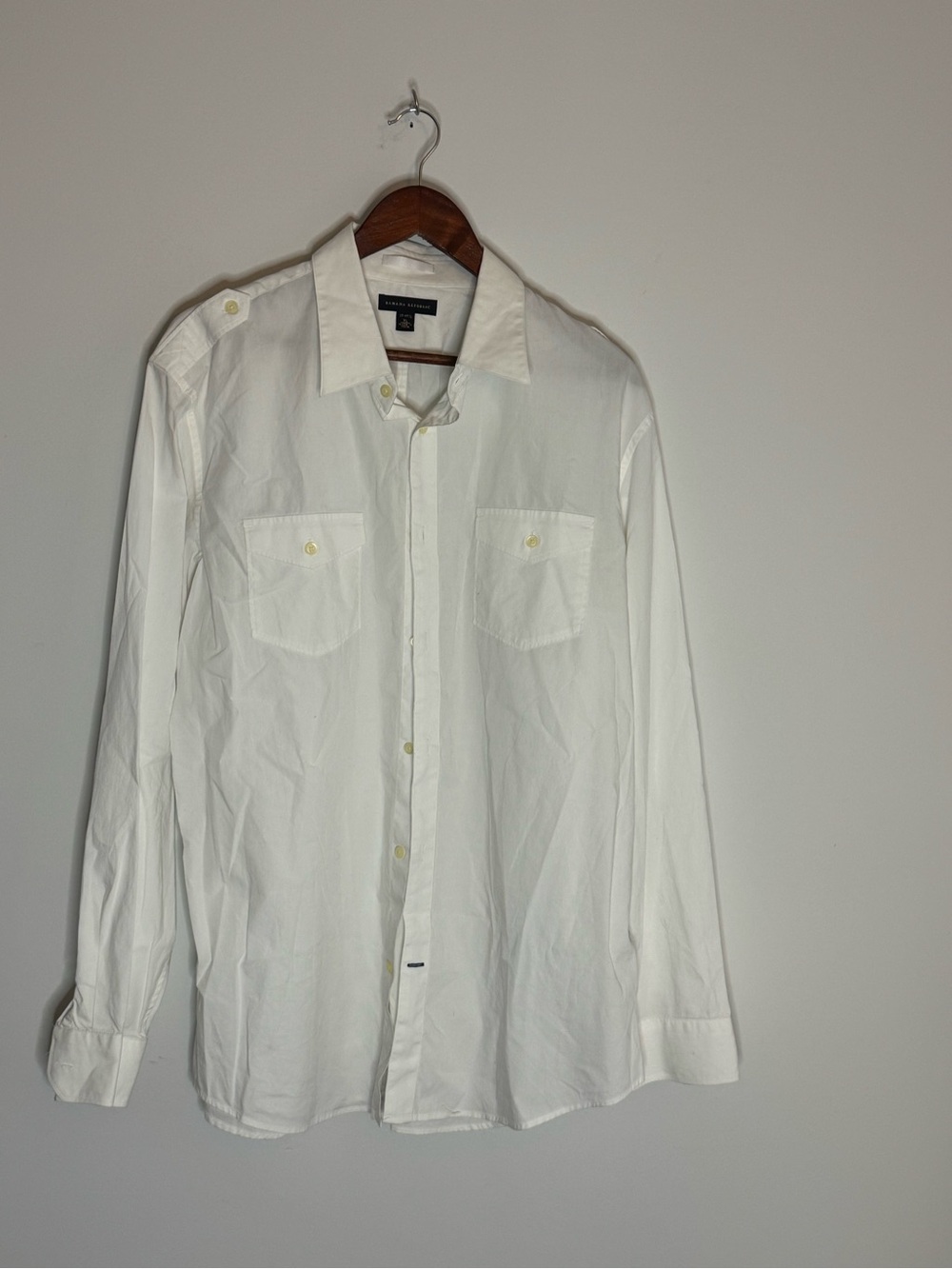Banana Republic White Men's Military Button-Up Shirt